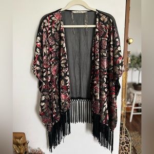 XXL Vanilla Star Velvet Kimono with Fringe